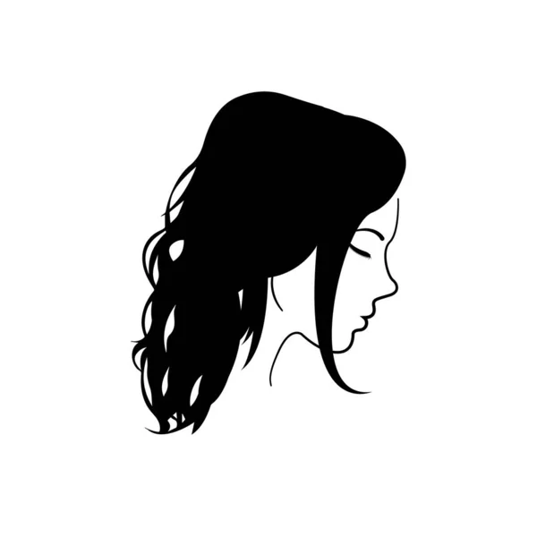 Silhouette Beautiful Girl Profile Closed Eyes Vector Girl Face White — Stock Vector