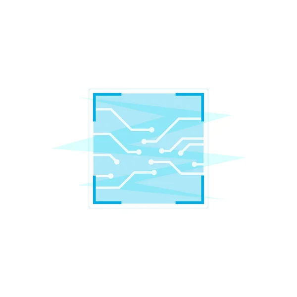 青ベクトル回路基板アイコン 未来のエレクトロニクスシンボル — ストックベクタ