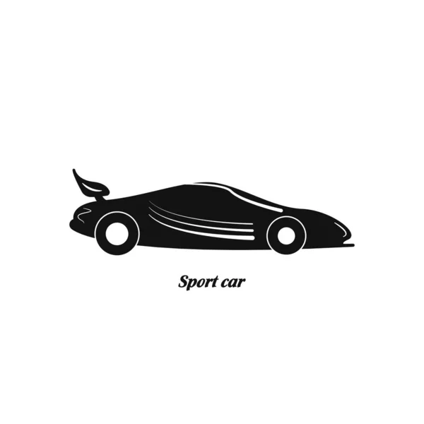 Czarna Ikona Samochodu Sportowego Białym Tle Elegancki Sportowy Samochód Usprawniony — Wektor stockowy