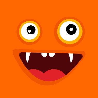 Vektör illüstrasyon, bir karikatür canavar gülümseme. Neşeli duygu, canavar yüz.
