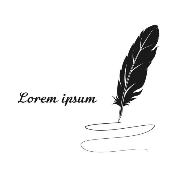 Feather Pen Pictogram Een Witte Achtergrond Kalligrafie Teken Doezelen Pen — Stockvector