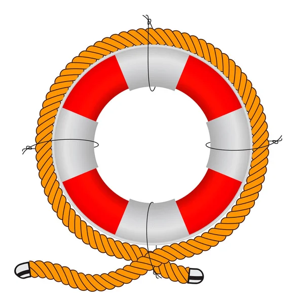Vektor Illustration Rettungsring Auf Weißem Hintergrund Realistischer Rettungsring Langlebiges Seil — Stockvektor