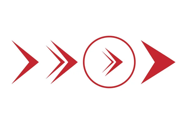 Набор Красных Стрел Плоском Стиле Векторные Стрелы Красном Различные Стрелки — стоковый вектор