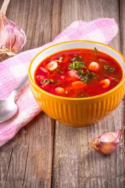 Borscht Homemade Παραδοσιακά Ουκρανικά Της Ρωσικής Και Της Πολωνίας Εθνική — Φωτογραφία Αρχείου