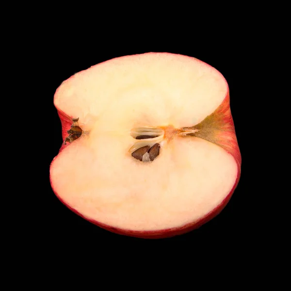 Czerwone Jabłko Odizolowane Czarnym Tle — Zdjęcie stockowe