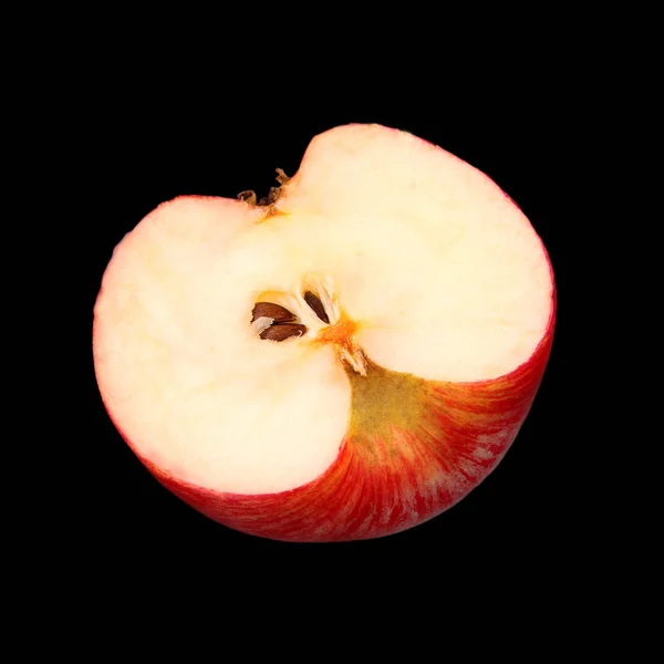 Pomme Rouge Isolée Sur Fond Noir — Photo