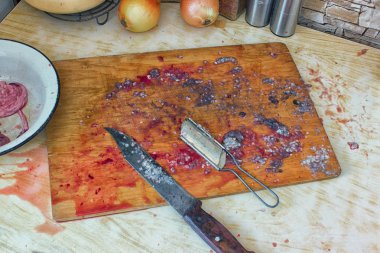 Evisceration süpürge iç mutfak at taze balık ve balık