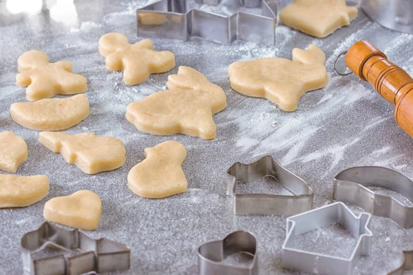 Galletas Navideñas Festivas Fondo Galletas Arena Forma Árbol Navidad Venado — Foto de Stock