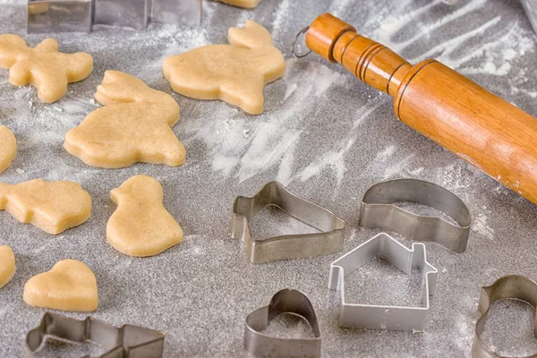 Festliche Weihnachtsplätzchen Hintergrund Sind Sandkekse Form Eines Weihnachtsbaums Hirsche Menschen — Stockfoto