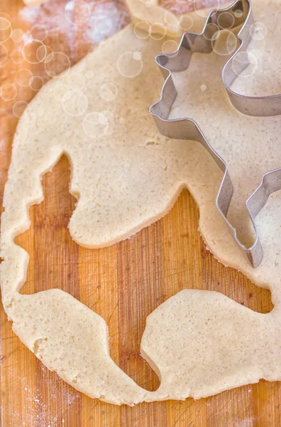 节日圣诞饼干 背景从沙饼干在鹿的形状 — 图库照片
