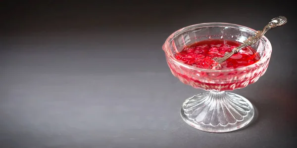 Glass Vase Delicious Bright Translucent Redcurrant Jam — Stock Photo, Image