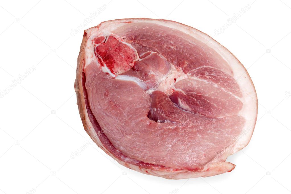 raw pork leg isolated on white background