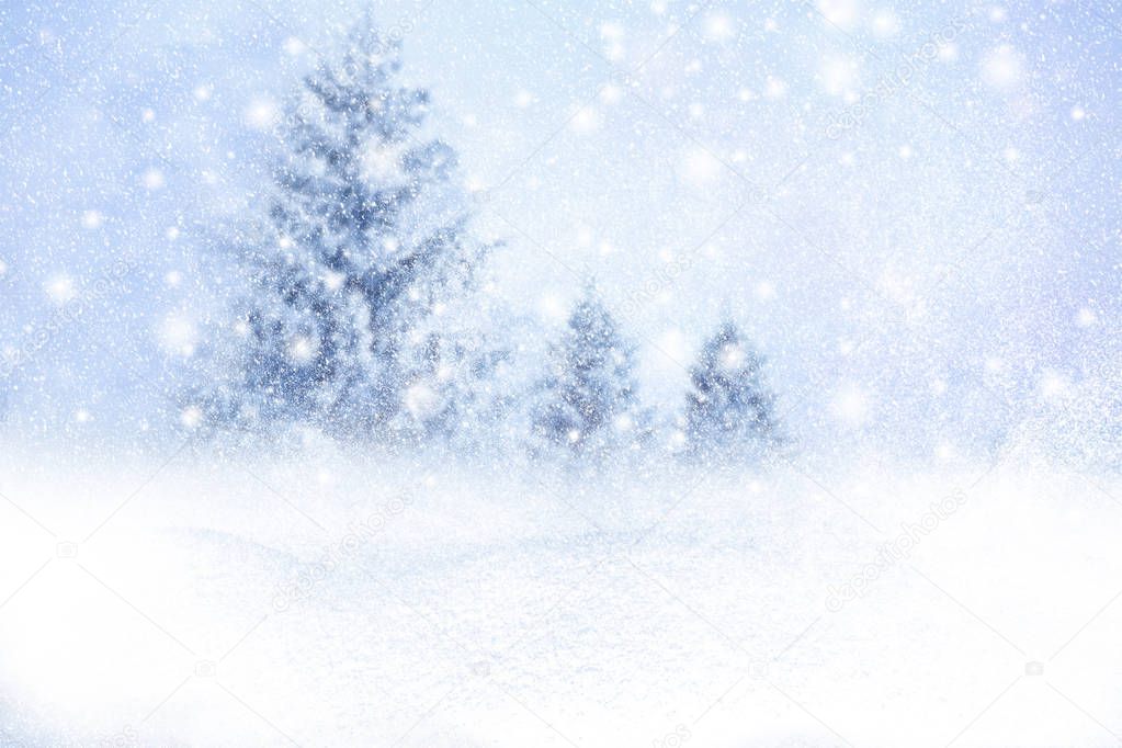Winter background of snow and the frost with free space for your