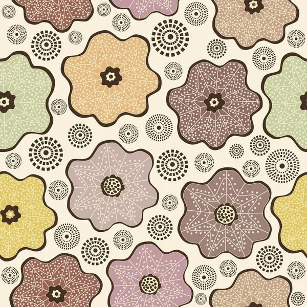 Nahtlose Florale Bunte Muster Auf Beigem Hintergrund — Stockvektor
