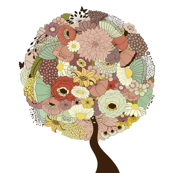 Art Floral Tree Your Design — Stock Vector