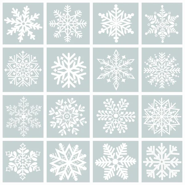 Greeting Card Set Snowflakes Blue Background — Stock Vector