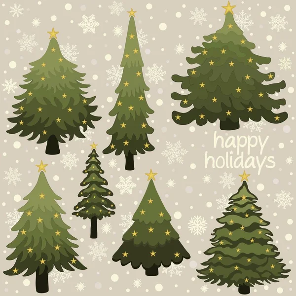 Happy holidays. Christmas card with stylized Christmas trees