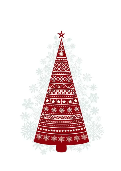Biglietto Auguri Con Albero Ornamentale Natale — Vettoriale Stock