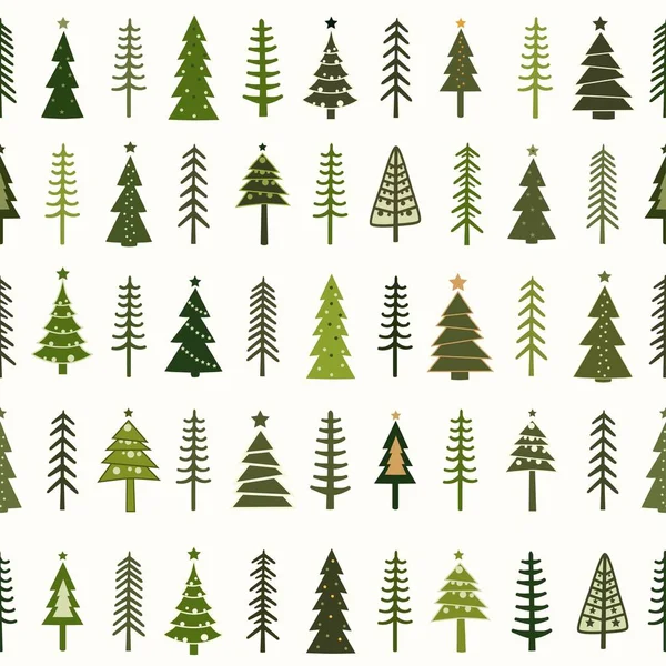 白い背景に様式化されたクリスマスツリーとシームレスなパターン — ストックベクタ