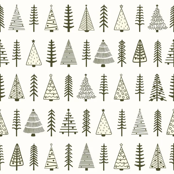 Patrón Sin Costuras Con Árboles Navidad Estilizados Sobre Fondo Blanco — Archivo Imágenes Vectoriales