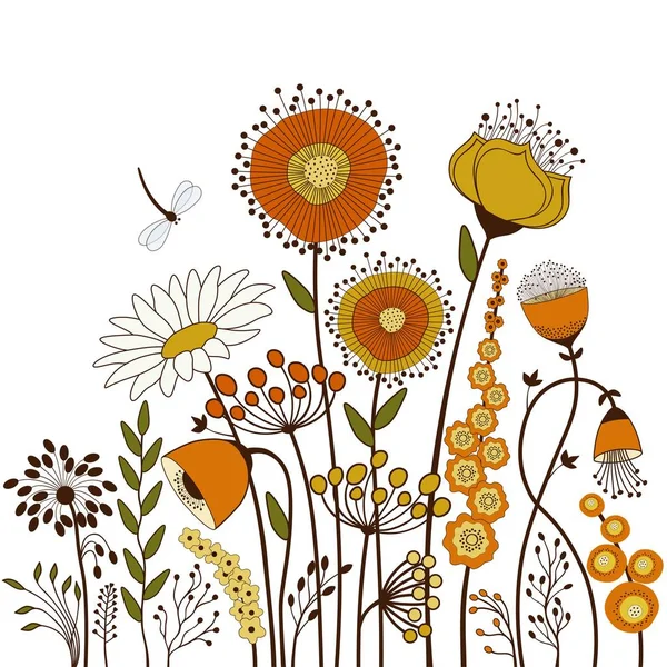 白い背景の上の抽象的なカラフルな花 — ストックベクタ