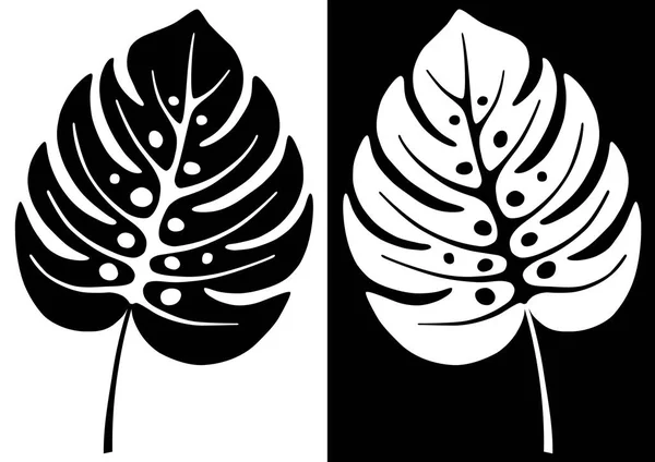 ヤシの葉と黒と白のイラスト — ストックベクタ