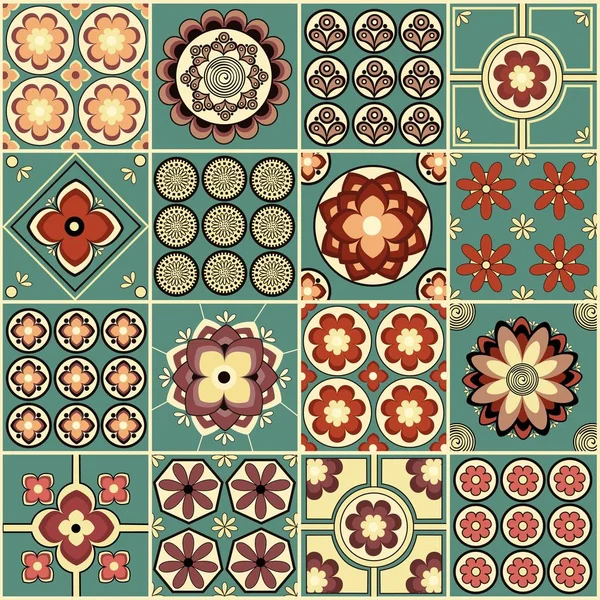 Sömlösa mönster av kakel. Dekorativa design färgglada element — Stock vektor