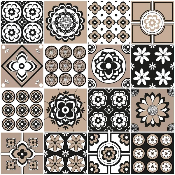 Seamless pattern of tiles. Decorative design elements — Stock Vector