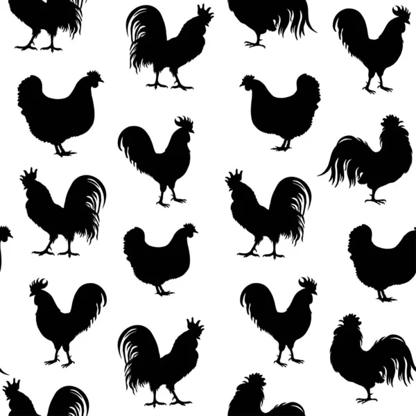 Seamless pattern with black cock — Stock Vector