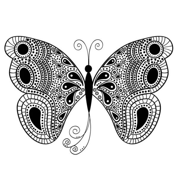 Mariposa abstracta en blanco y negro — Vector de stock