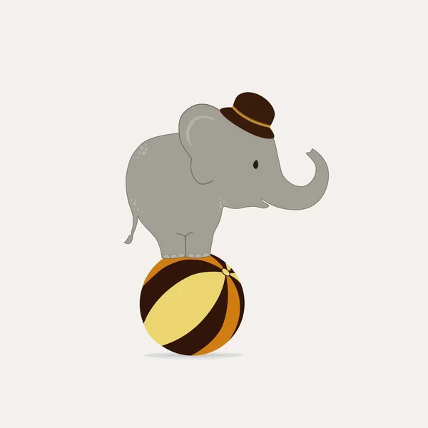 Éléphant Mignon Sur Balle Sur Fond Beige — Image vectorielle