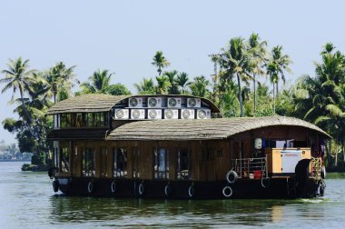 Cochin, Hindistan - Ocak 2017:Tourists Kochin önemsizden bir nehir teknede