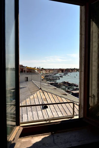 Veneza Itália Setembro 2017 Janela Sobre Grande Canal — Fotografia de Stock