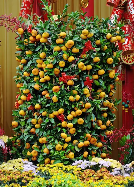 Oranges Tower Chinese New Year Celebrations — Stock Photo, Image