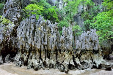 Khao Phing Kan, Tayland - Ocak 2017: kayalar ile gizli cove maruz ar düşük tide