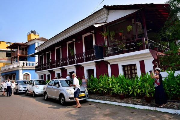 Goa Indie Leden 2017 Rušnou Ulici Latinské Čtvrti Goa — Stock fotografie