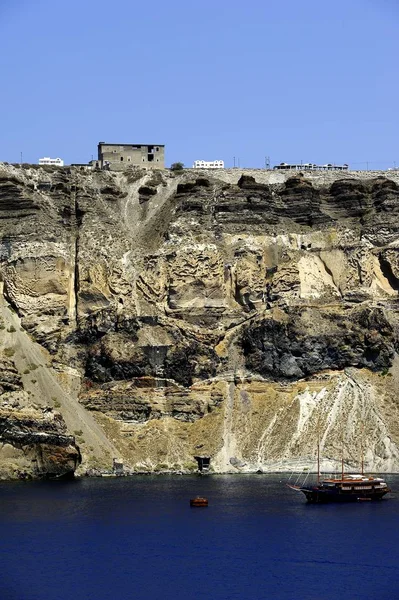 Těžba Jizvy Santorini Řecko — Stock fotografie