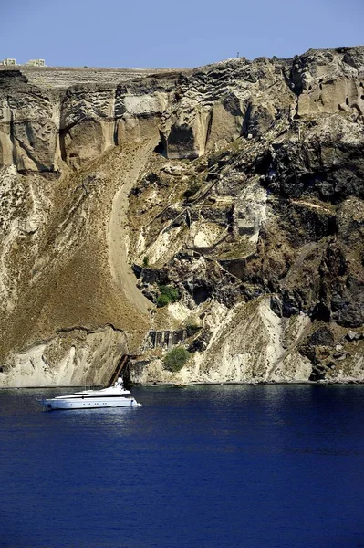 Těžba Jizvy Santorini Řecko — Stock fotografie