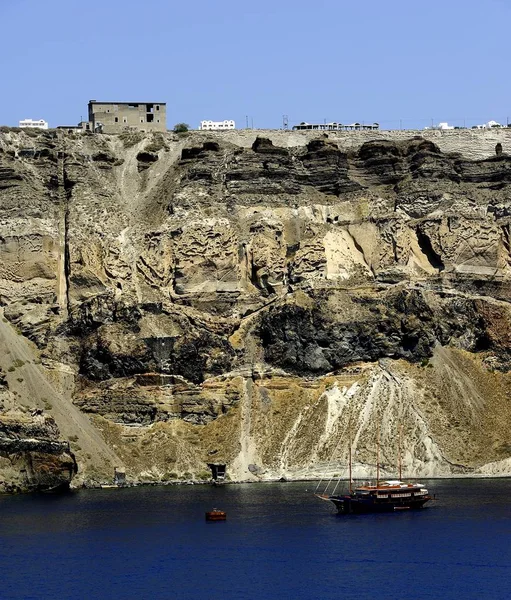 Těžba Jizvy Santorini Řecko — Stock fotografie