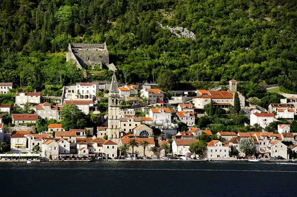 Waterkant Dorp Van Perast Kotor Bay Montengero — Stockfoto