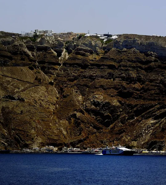 Těžba Jizvy Santorini Řecko — Stock fotografie