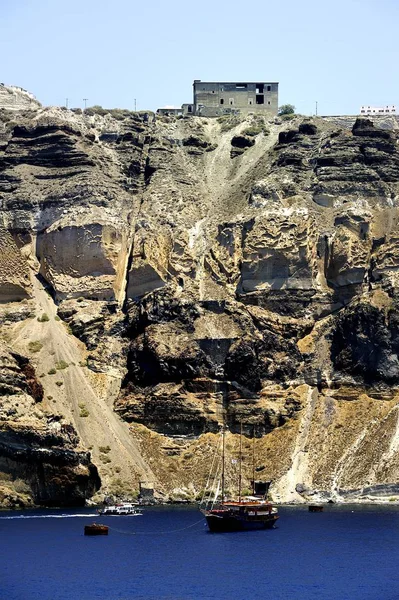 Těžba Jizvy Santorini Řecko — Stock fotografie