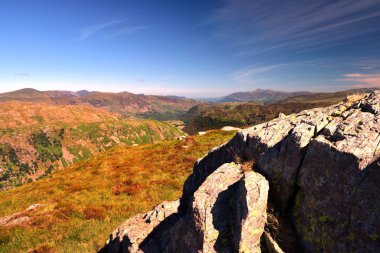 Borrowdale ve kartal kaya üzerinden Rosthwaite