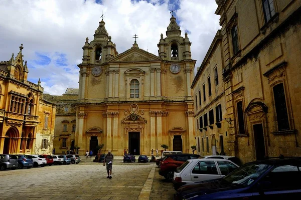 Mdina Malte Octobre 2018 Place Cathédrale Saint Paul — Photo