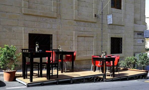 Birgu, Malta - 10th October 2018:empty restaurant ahead of the visitors