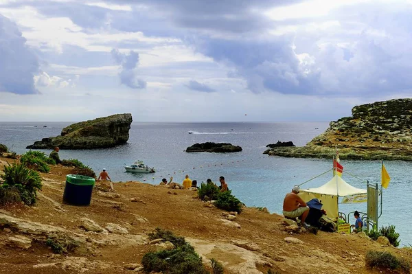 コミノ島 マルタ ブルーラグーンでアンカーで 2018 Yachts — ストック写真