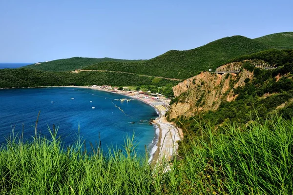 Budva Montengero Temmuz 2018 Tourists Jaz Sahilde — Stok fotoğraf