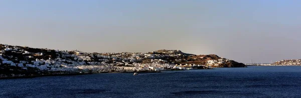 Mykonos Řecko Července 2018 Dopoledne Nad Bílou Vesnicí Mykonos — Stock fotografie