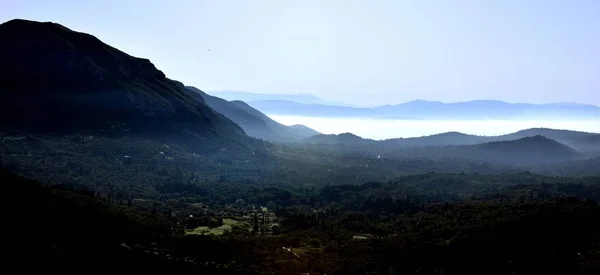 Mattina Nebbia Sulla Baia Corfù — Foto Stock