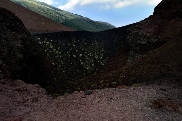 Mount Etna Sicílie Červenec 2018 Pohled Dolů Aktivní — Stock fotografie